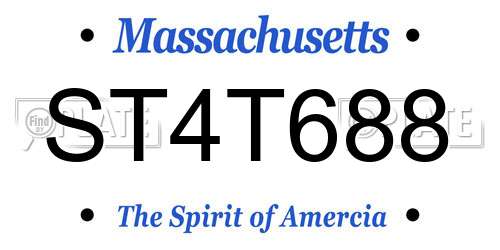 ST4T688 Massachusetts License Plate