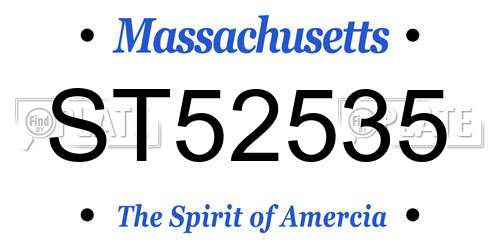 ST52535 Massachusetts License Plate