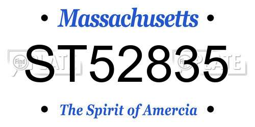ST52835 Massachusetts License Plate