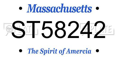 ST58242 Massachusetts License Plate