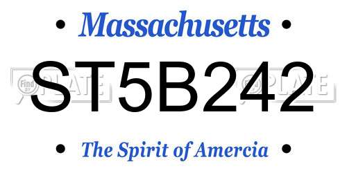 ST5B242 Massachusetts License Plate