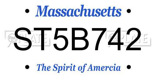 ST5B742 Massachusetts License Plate