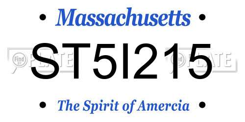 ST5I215 Massachusetts License Plate