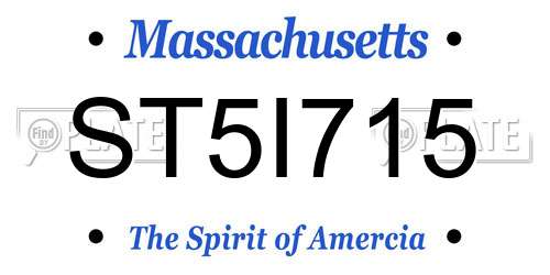 ST5I715 Massachusetts License Plate