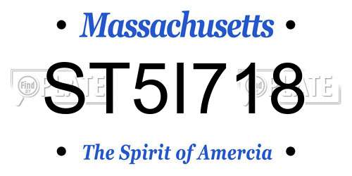 ST5I718 Massachusetts License Plate