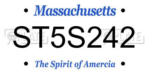 ST5S242 Massachusetts License Plate