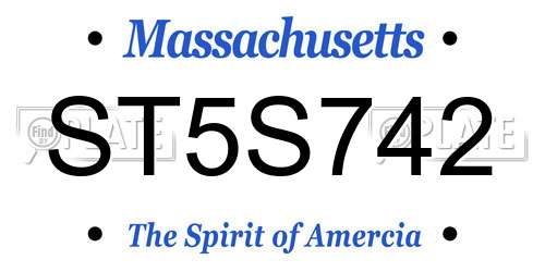 ST5S742 Massachusetts License Plate