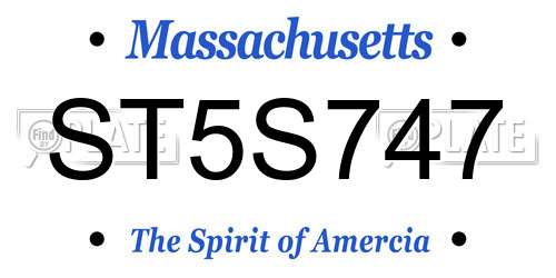 ST5S747 Massachusetts License Plate