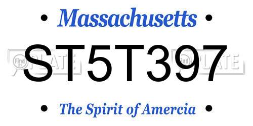ST5T397 Massachusetts License Plate
