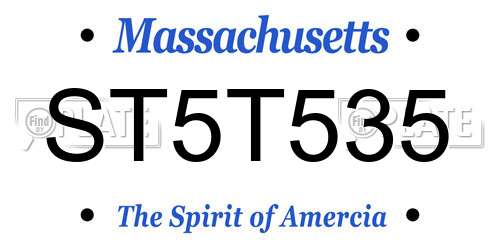 ST5T535 Massachusetts License Plate