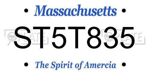 ST5T835 Massachusetts License Plate