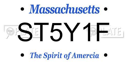 ST5Y1F Massachusetts License Plate