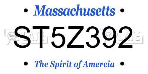ST5Z392 Massachusetts License Plate