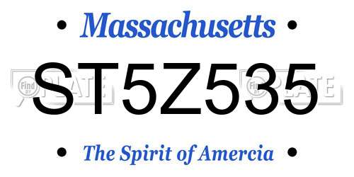 ST5Z535 Massachusetts License Plate