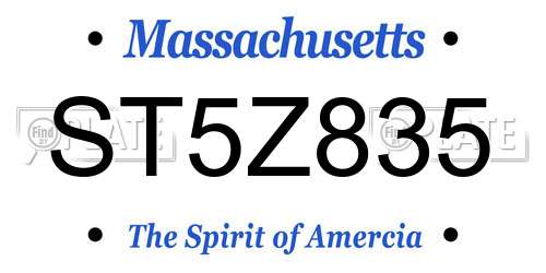 ST5Z835 Massachusetts License Plate