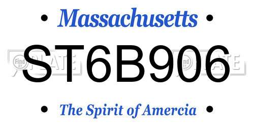 ST6B906 Massachusetts License Plate