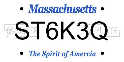 ST6K3Q Massachusetts License Plate