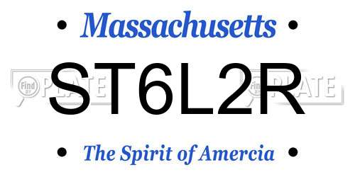 ST6L2R Massachusetts License Plate