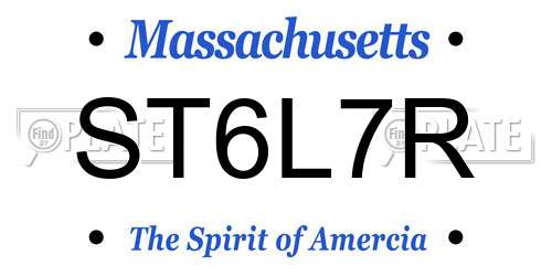 ST6L7R Massachusetts License Plate