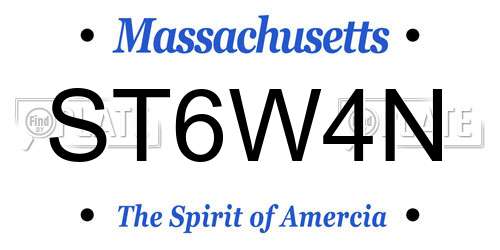 ST6W4N Massachusetts License Plate