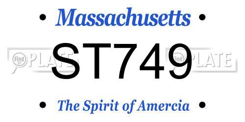 ST749 Massachusetts License Plate