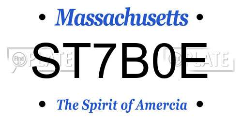 ST7B0E Massachusetts License Plate