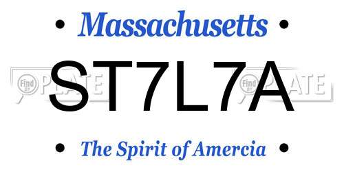 ST7L7A Massachusetts License Plate