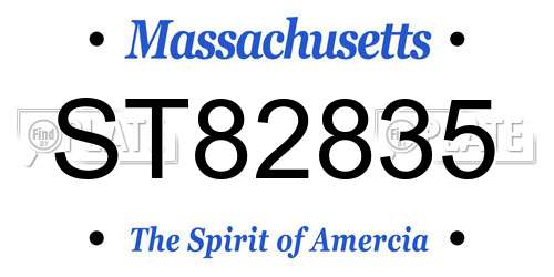 ST82835 Massachusetts License Plate