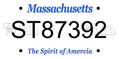 ST87392 Massachusetts License Plate