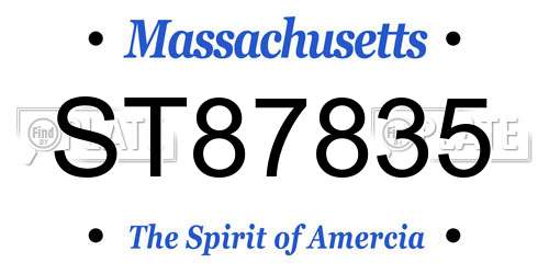 ST87835 Massachusetts License Plate