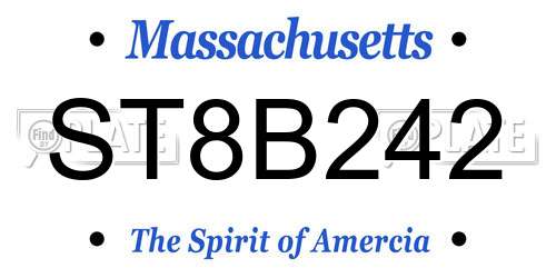 ST8B242 Massachusetts License Plate