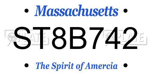 ST8B742 Massachusetts License Plate
