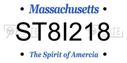 ST8I218 Massachusetts License Plate