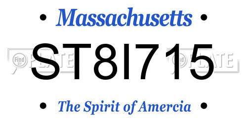 ST8I715 Massachusetts License Plate