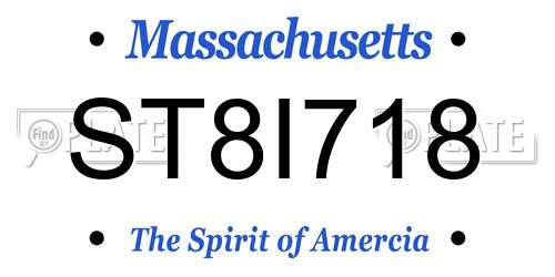 ST8I718 Massachusetts License Plate