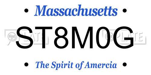 ST8M0G Massachusetts License Plate