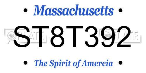 ST8T392 Massachusetts License Plate