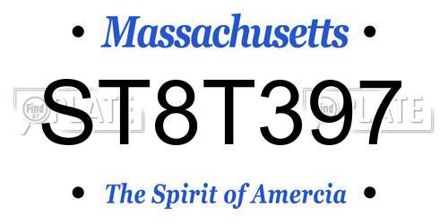 ST8T397 Massachusetts License Plate