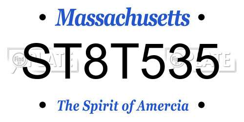 ST8T535 Massachusetts License Plate