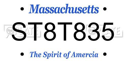 ST8T835 Massachusetts License Plate