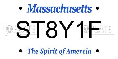 ST8Y1F Massachusetts License Plate