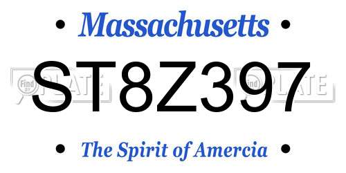 ST8Z397 Massachusetts License Plate