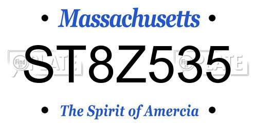 ST8Z535 Massachusetts License Plate