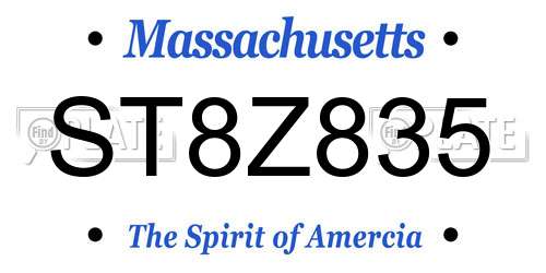 ST8Z835 Massachusetts License Plate