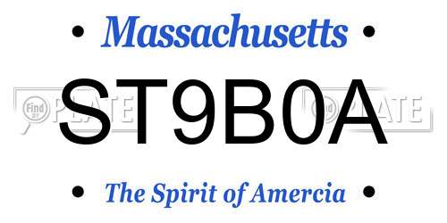 ST9B0A Massachusetts License Plate
