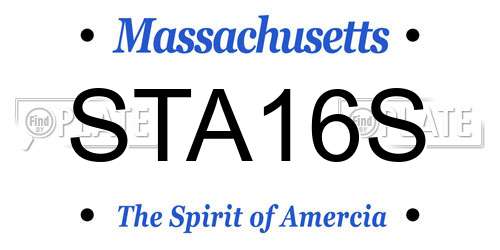 STA16S Massachusetts License Plate