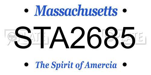 STA2685 Massachusetts License Plate
