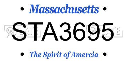 STA3695 Massachusetts License Plate
