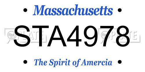 STA4978 Massachusetts License Plate