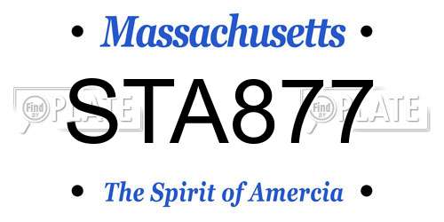 STA877 Massachusetts License Plate
